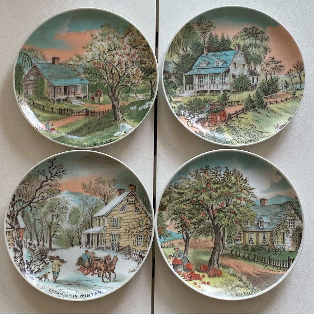 Set of Currier & Ives 4 seasons plates